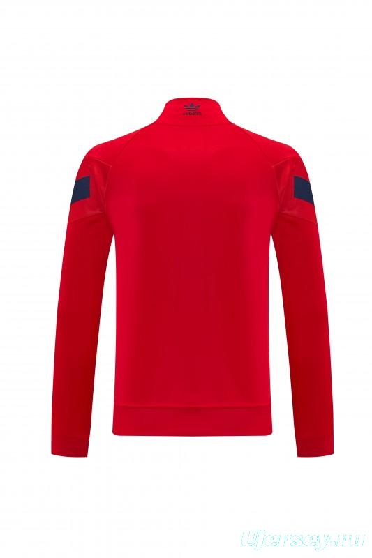 2026/27 Adidas Originals Red  Full Zipper Jacket Tracksuit + Navy Blue Long Pants