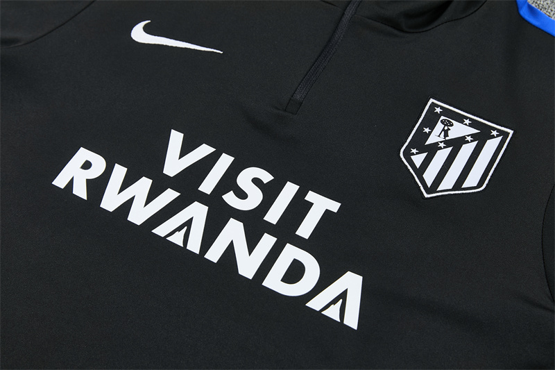 2026 Atletico Madrid Black Half Zipper Jacket Tracksuit + Long Pants
