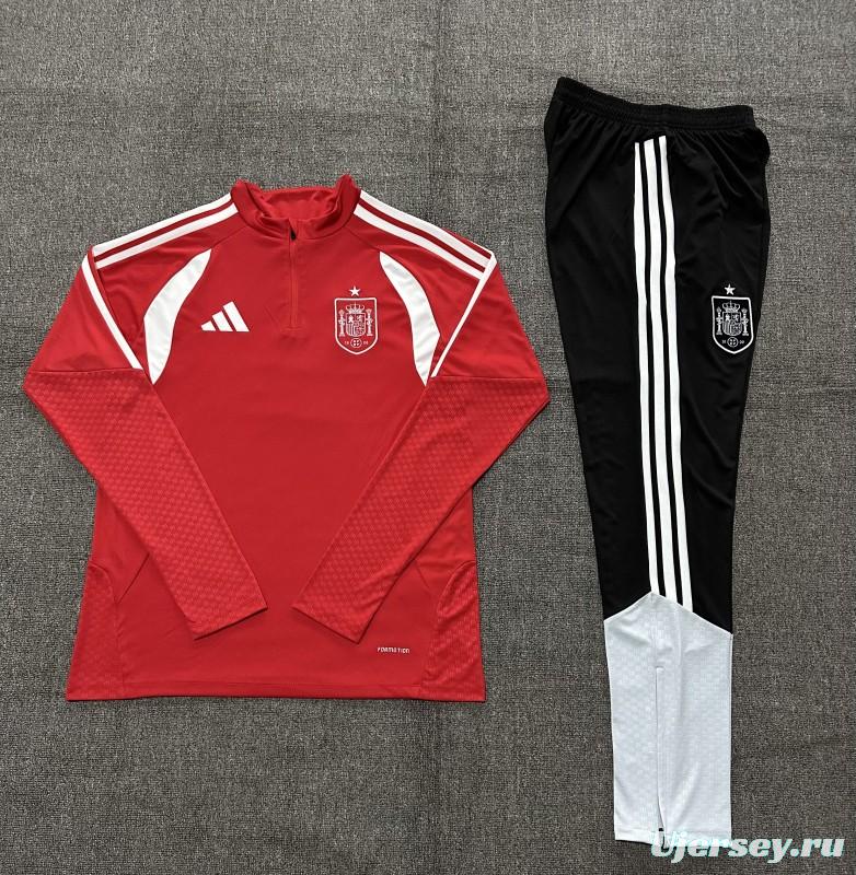 2026 Kids Spain Red Half Zipper Jacket Tracksuit + Long Pants