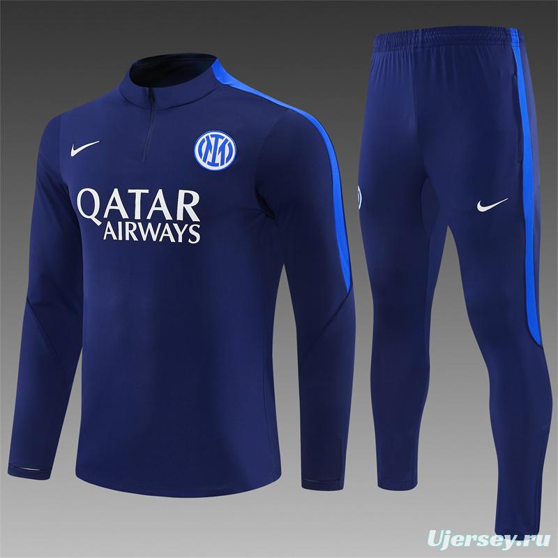 2026 Inter Milan Dark Navy Blue Half Zipper Jacket Tracksuit + Long Pants