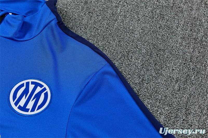 2026 Inter Milan Royal Blue Half  Zipper Jacket Tracksuit + Long Pants (Nike)