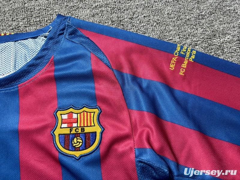 Retro Kids 05/06 Barcelona Home Long Sleeve UCL Jersey