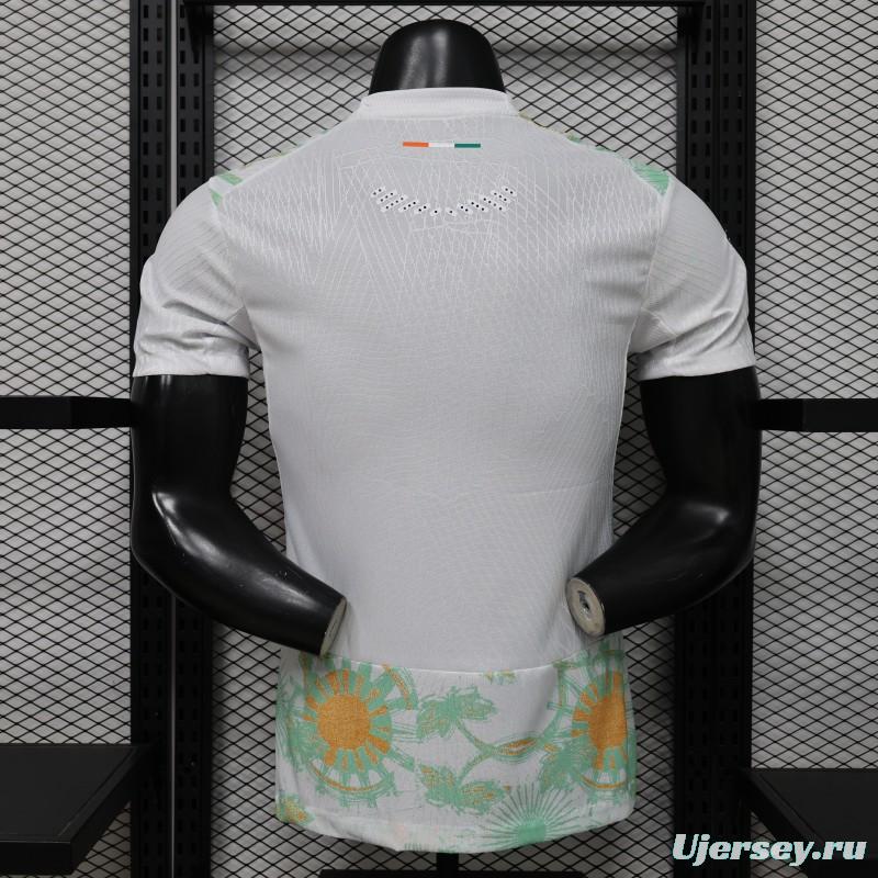 Player Version 2026 Ivory Coast Away White with Tropical Sunflower  Print Jersey