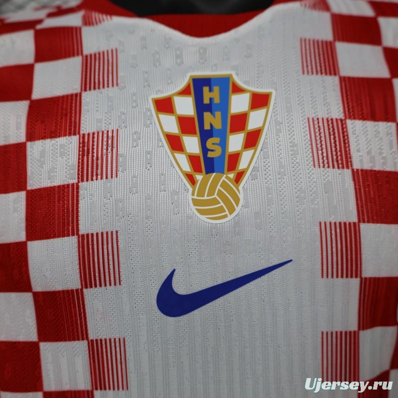 Player Version 2026 Croatia Home White & Red with Gradient Checkerboard Pattern Jersey