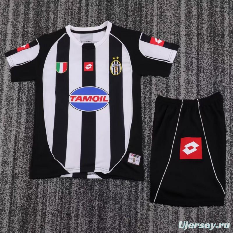 Retro Kids 02/03 Juventus Black White Home Jersey