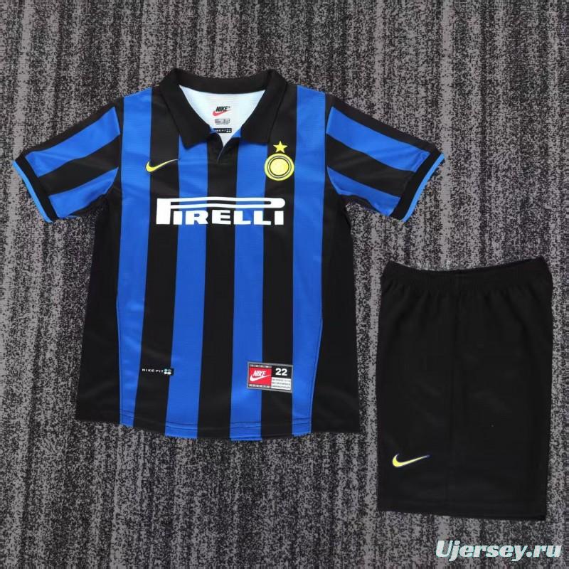 Retro 98/99 Kids  Inter Milan Blue & Black Stripe Home Jersey