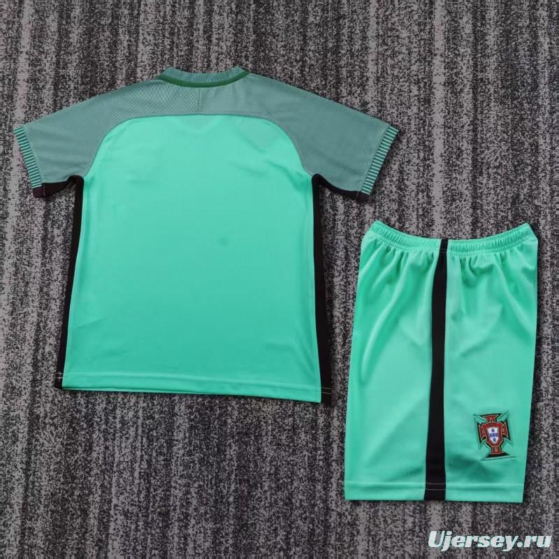 Retro Kids 2016 Portugal Away Green Jersey