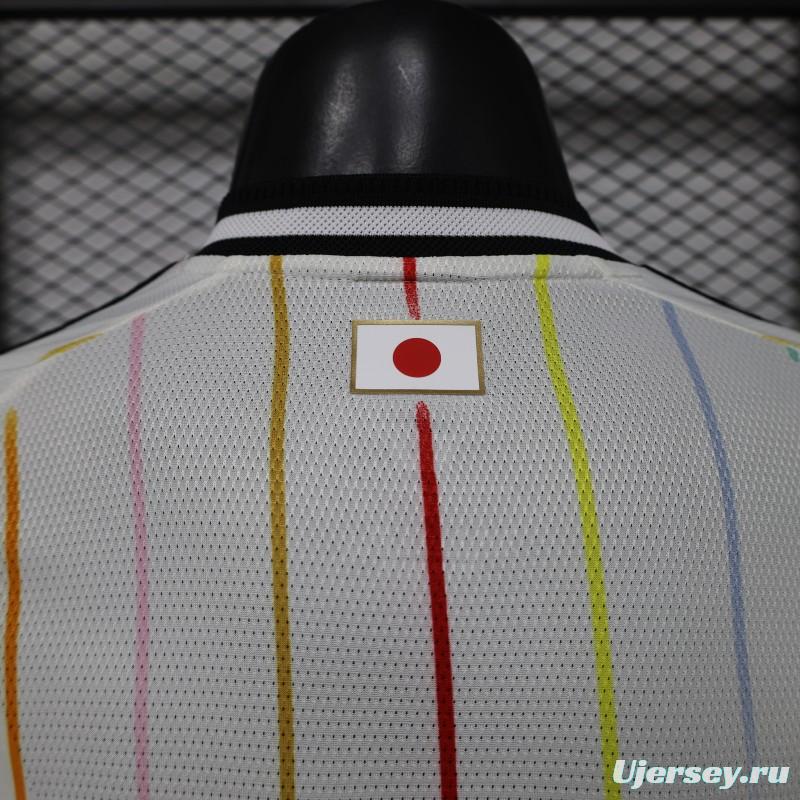 Player Version 2026 Japan Special Edition White with Rainbow  Pinstripe Long Sleeve Jersey