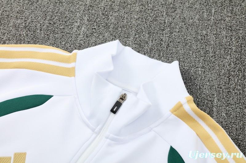 26/27 Italy White & Green Full Zipper Jacket Tracksuit + Long Pants