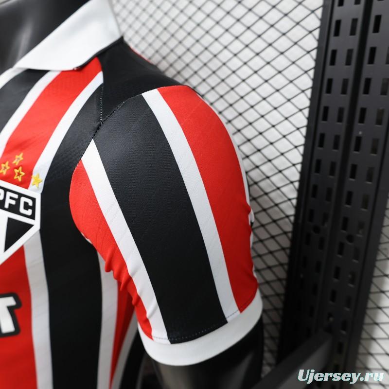 Player Version 26/27 São Paulo FC Away Red & Black Stripe  With White Collar Jersey