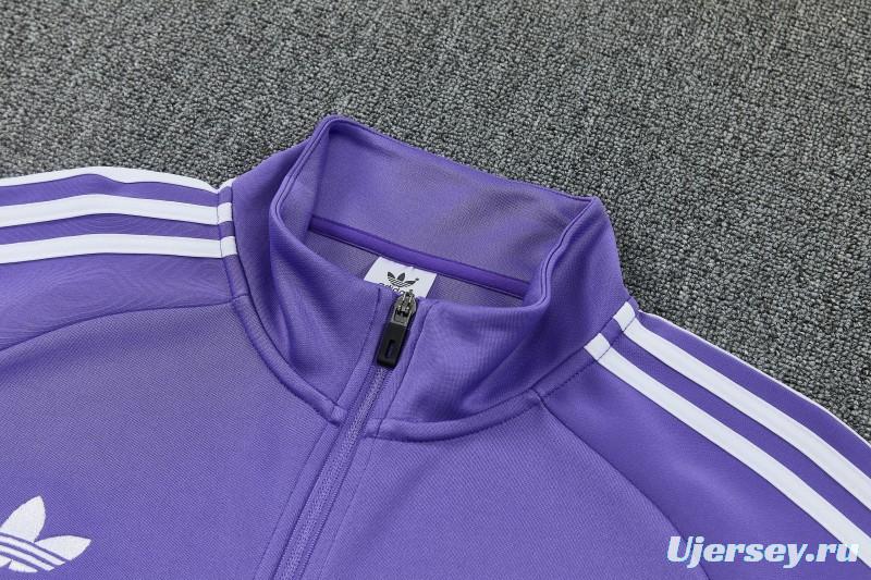 26/27 Real Madrid  Purple Full Zipper Jacket Tracksuit + Long Pants