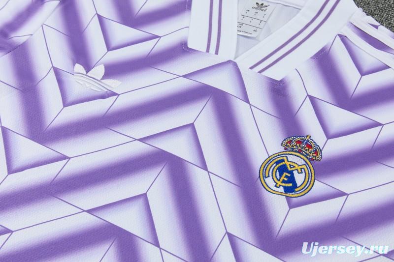 26/27 Real Madrid Purple Short Sleeve Tracksuit + Long Pants