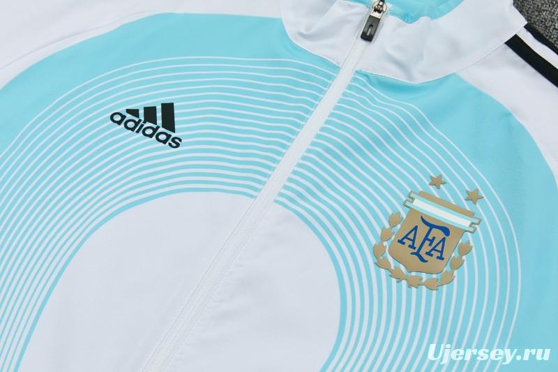 2026 Argentina White & Sky Blue Full Zipper Jacket Tracksuit + Long Pants