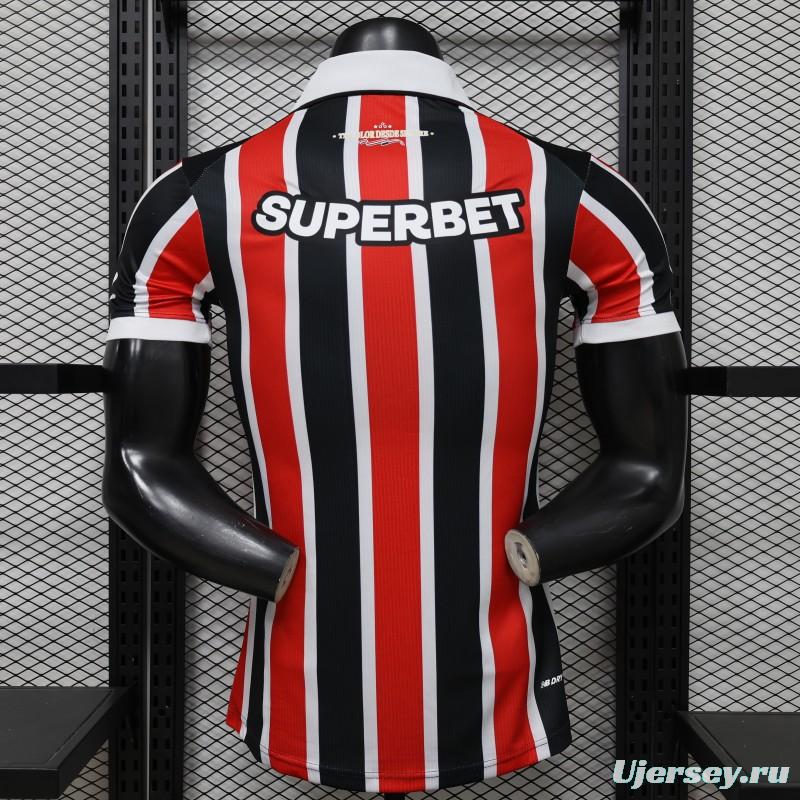 Player Version 26/27 São Paulo FC Away Red & Black Stripe  With White Collar Jersey