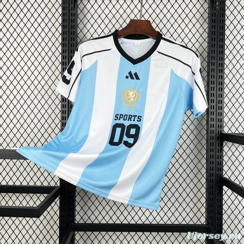 2026 Unisex Light Blue Striped World Cup Style V-Neck Soccer Jersey