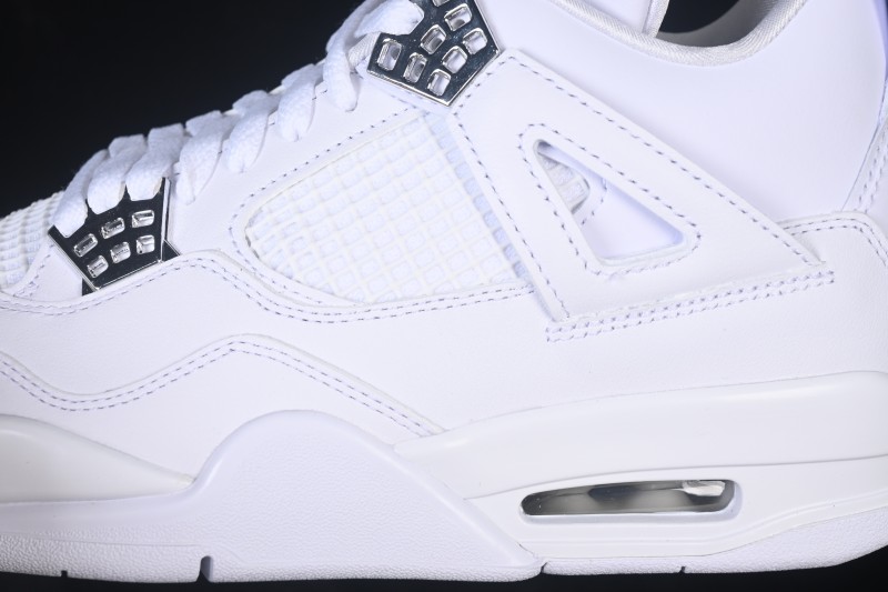 Nike Air Jordan 4 Retro PureMoney White Cat Leather Sneakers - 308497-100