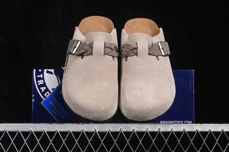 Birkenstock Sandals Series 0560771 Grey Knit with Soft Leather and Lambswool Lining