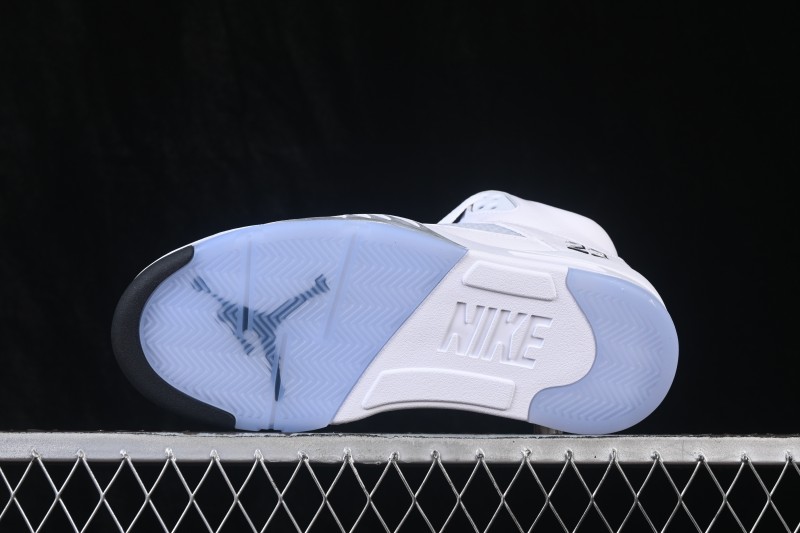 Nike Air Jordan 5 Retro "White Metallic" Men's Basketball Shoes with Premium Leather Upper - HQ7978-103