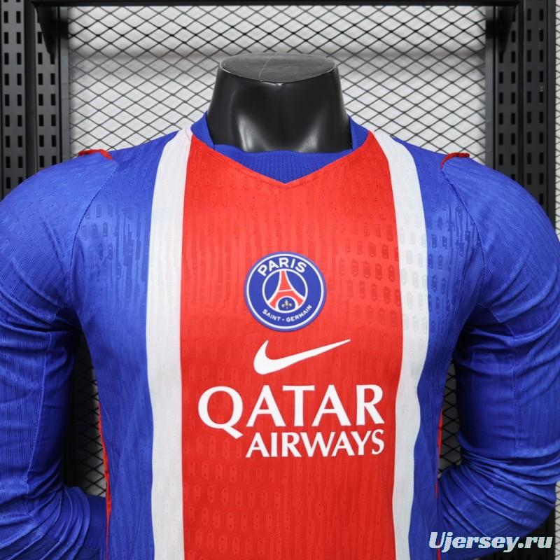 Player Version 26/27 PSG Blue & Red Stripe Long Sleeve Home Jersey