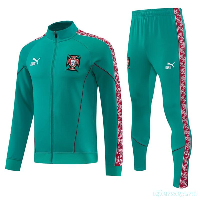 26/27 Portugal Green Full Zipper Jacket Tracksuit + Long Pants