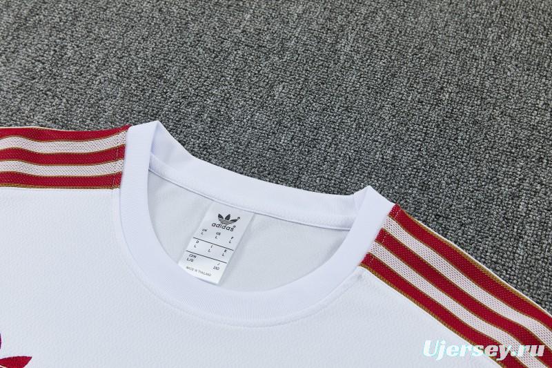 26/27 Arsenal White & Red Short Sleeve Tracksuit + Long Pants