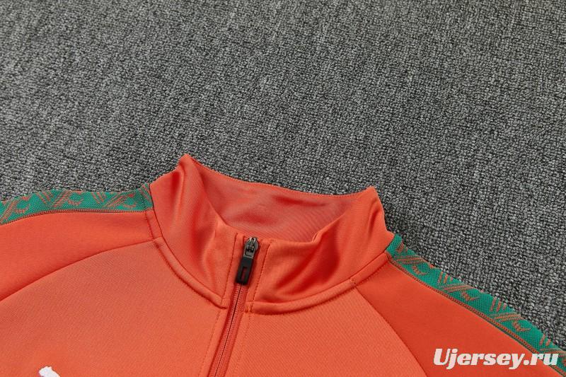 26/27 Côte d'Ivoire Orange Full Zipper Jacket Tracksuit + Long Pants