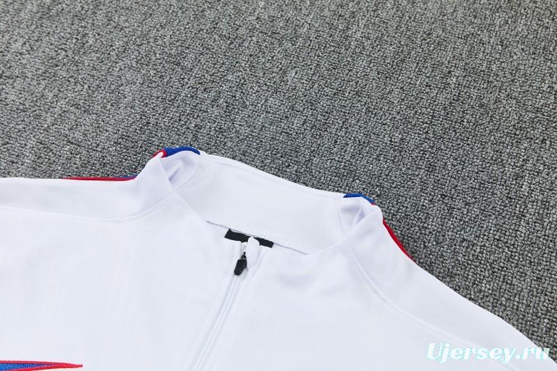 26/27 Chelsea  White & Blue Half Zipper Jacket Tracksuit + Long Pants
