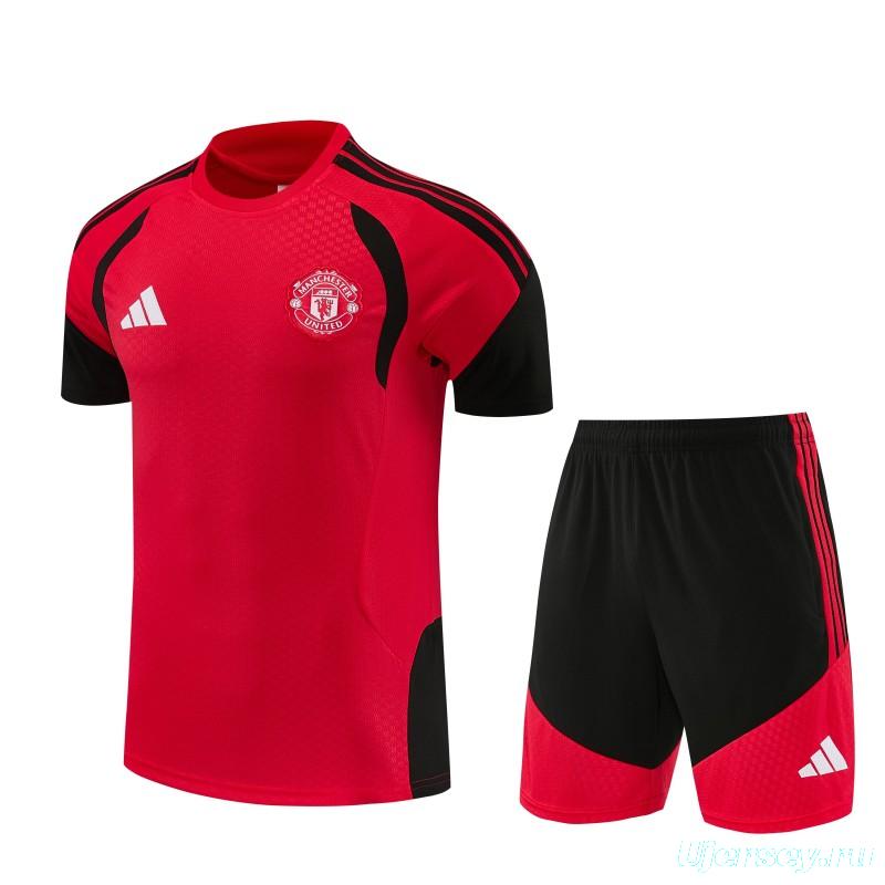 26/27 Manchester United Red & Black Short Sleeve+ Soccer Shorts