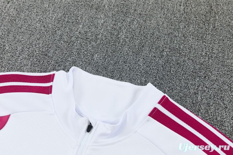 26/27 Real Madrid White & Dark Green Half Zipper Jacket Tracksuit + Long Pants