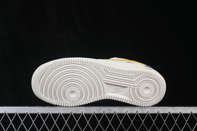 Nike Air Force 1 '07 Low Classic White Basketball Sneakers with Gold Accents and Full-Length Air Cushion - FZ1151-100