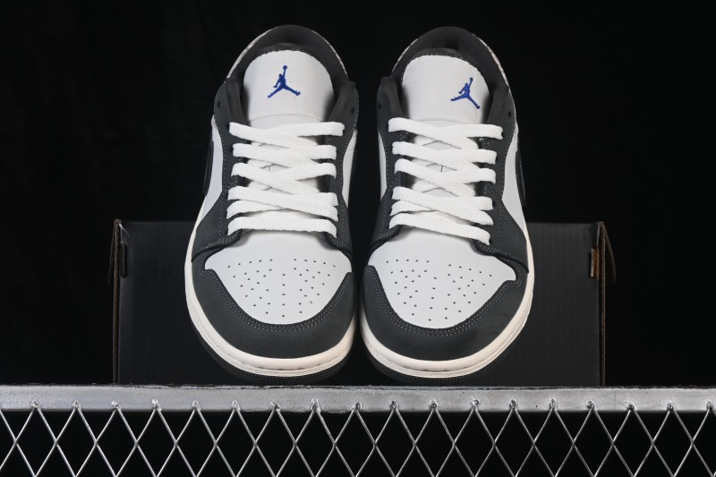 Nike Air Jordan 1 Low Retro Basketball Shoes with Cracked Leather Design - IU2268-100