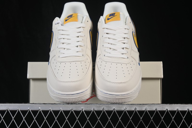 Nike Air Force 1 '07 Low Basketball Shoes with Yellow-Blue Color Blocking - FV3694-112