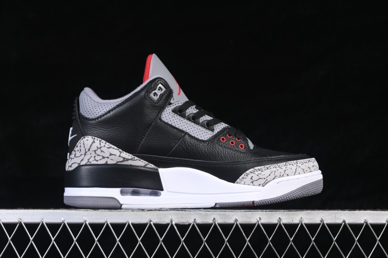 Nike Air Jordan 3 Retro 'Black Cement' Basketball Shoes with Premium Leather Upper - DN3707-010
