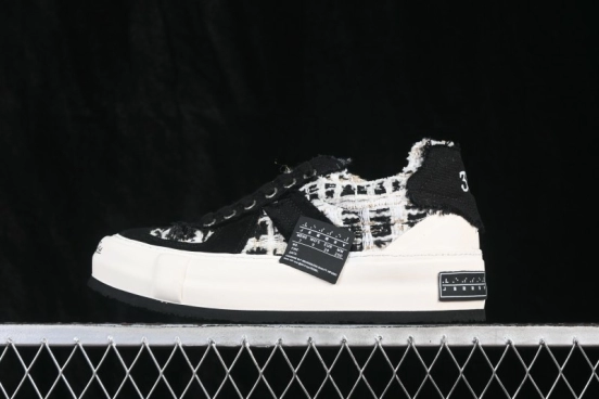 xVESSEL Deconstructed Chunky Sole Low-Top Casual Sneakers with Tweed Texture and 4CM Platform - S19X001B