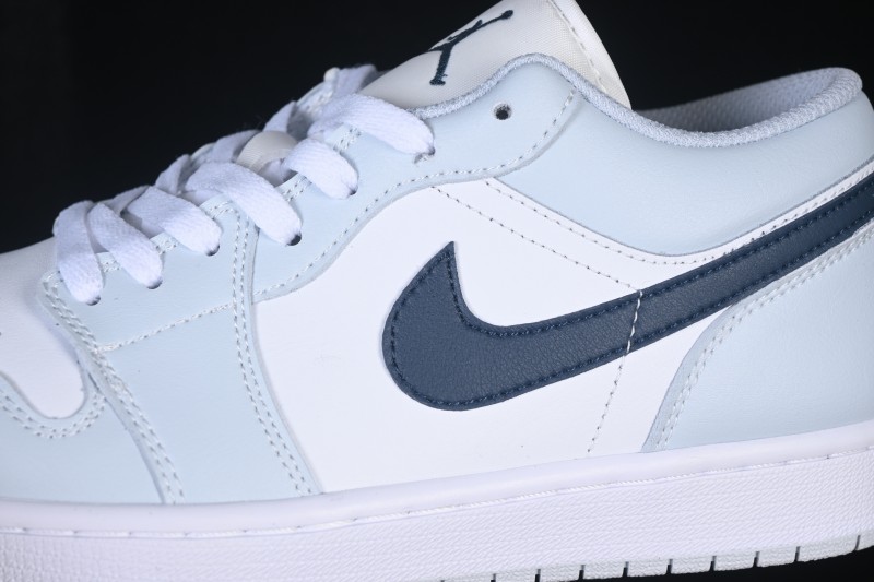 Nike Air Jordan 1 Low Retro Basketball Shoes with White Grey Blue Accents - 553558-400