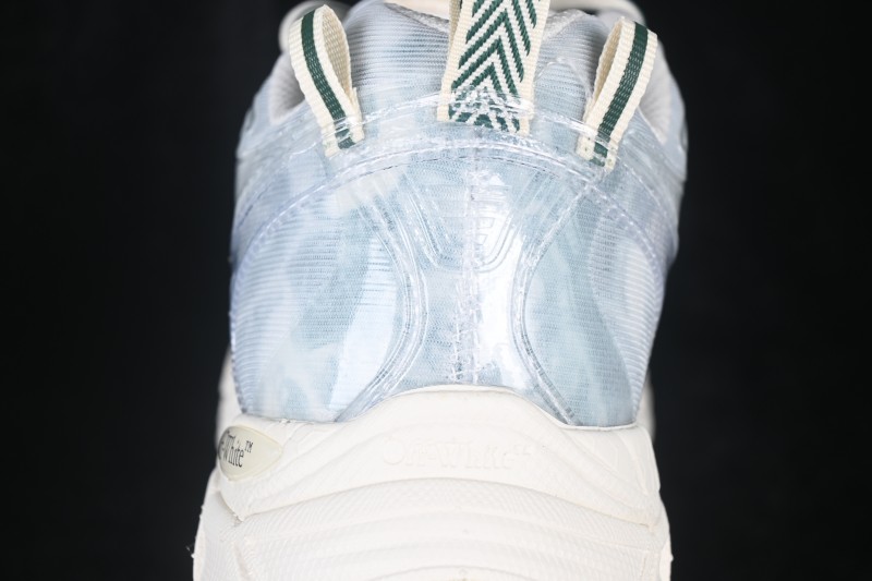 Off-White Virgil Abloh Retro Running Shoes with Translucent Green Accents - AJF6