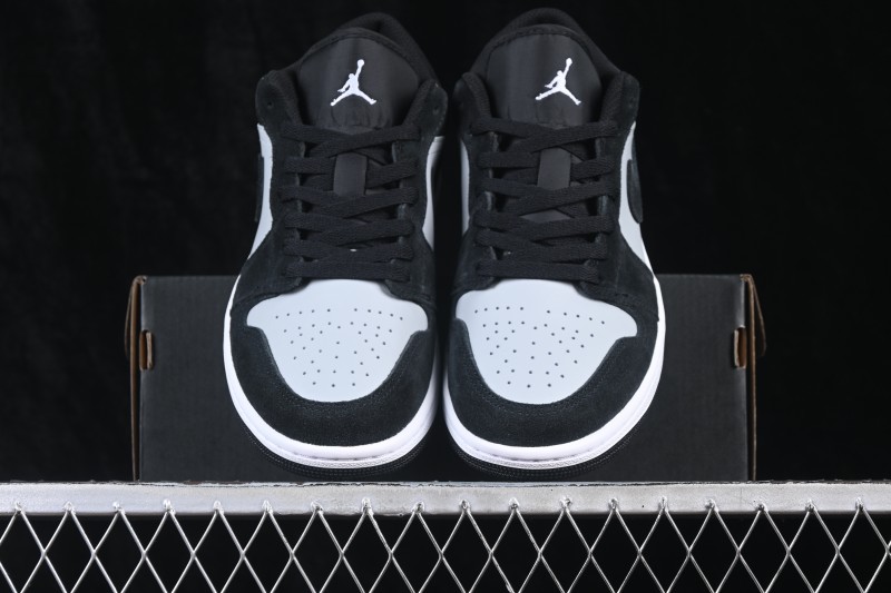 Nike Air Jordan 1 Low Retro Basketball Shoes with Classic Black and Grey Colorway - 553558-048
