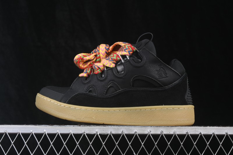 Lanvin Two-Tone Lace-Up Low-Top Casual Lifestyle Sneakers with Gum Sole - AJE5