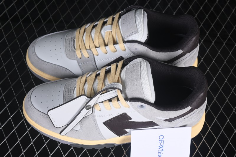 Off-White Out of Office Low-Top Fashion Skate Shoes in Taupe - WME5