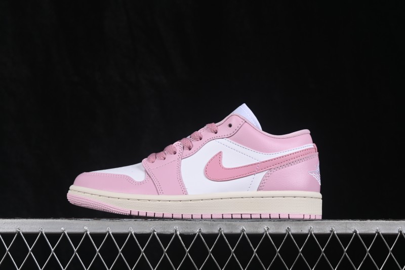 Nike Air Jordan 1 Low Retro Basketball Shoes with Classic White-Pink Colorway - DC0774-607