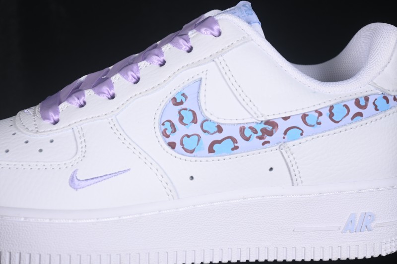 Nike Air Force 1 '07 Low Ice Blue Leopard Shadow Hand-Painted Sneakers - FB8971-008
