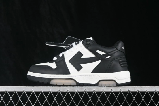 Off-White Out of Office Low-Top Fashion Skate Shoes in Black and White
