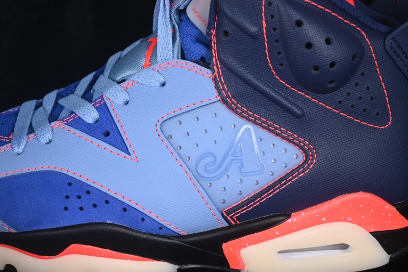 Awake NY x Air Jordan 6 Retro High "Denim Blue" Basketball Sneakers with Premium Suede Upper - IQ5706-400
