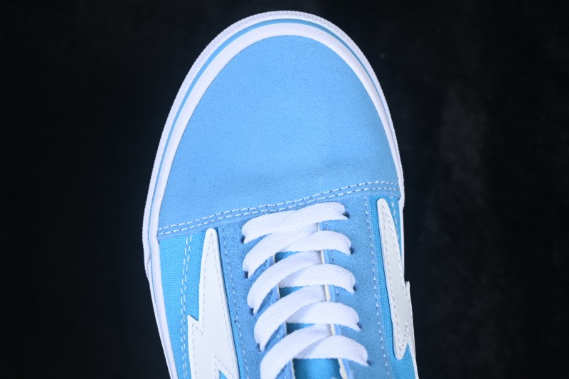 Revenge x Storm Old Skool Lightning Denim Low-Top Skateboarding Shoes in Lake Blue