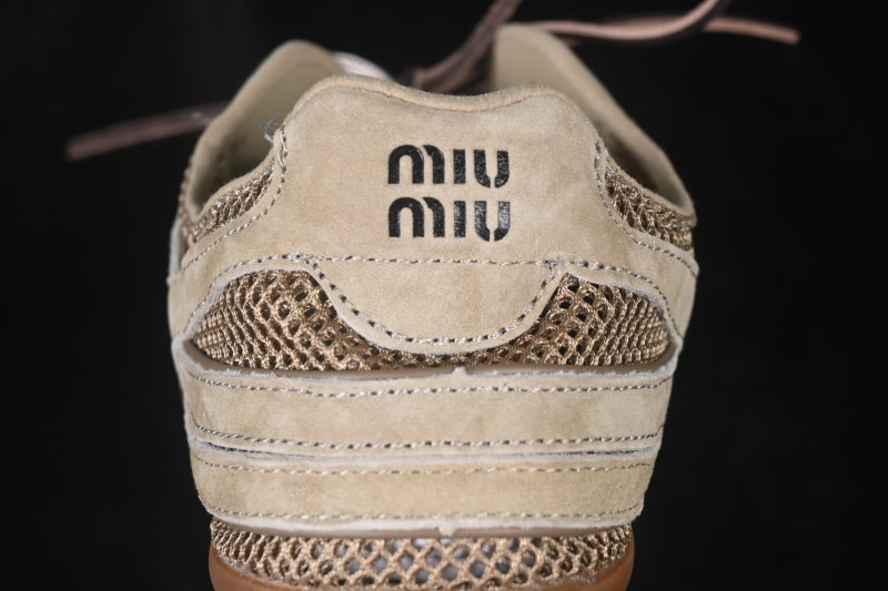 Miu Miu Gymnasium Multifaceted Lace-Up Mesh Round-Toe German Army Trainer Sneakers - SS26 Runway