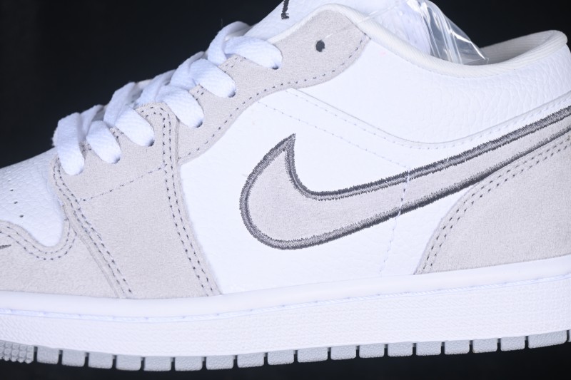 Nike Air Jordan 1 Low AJ1 Embroidered White Grey Low-Top Retro Cultural Basketball Shoes - IX3959-100