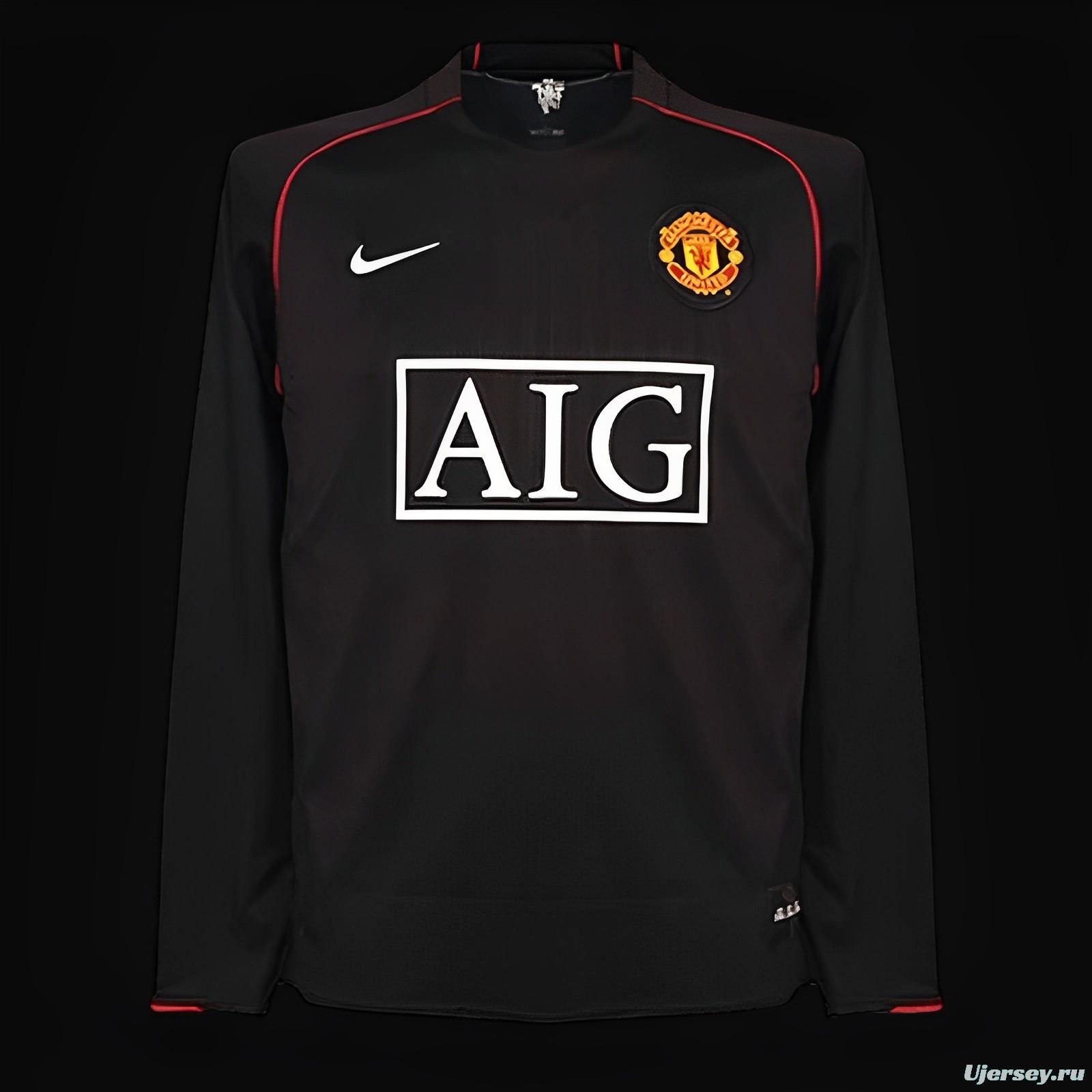 Retro 07/08 Manchester United Away Black Long Sleeve Jersey