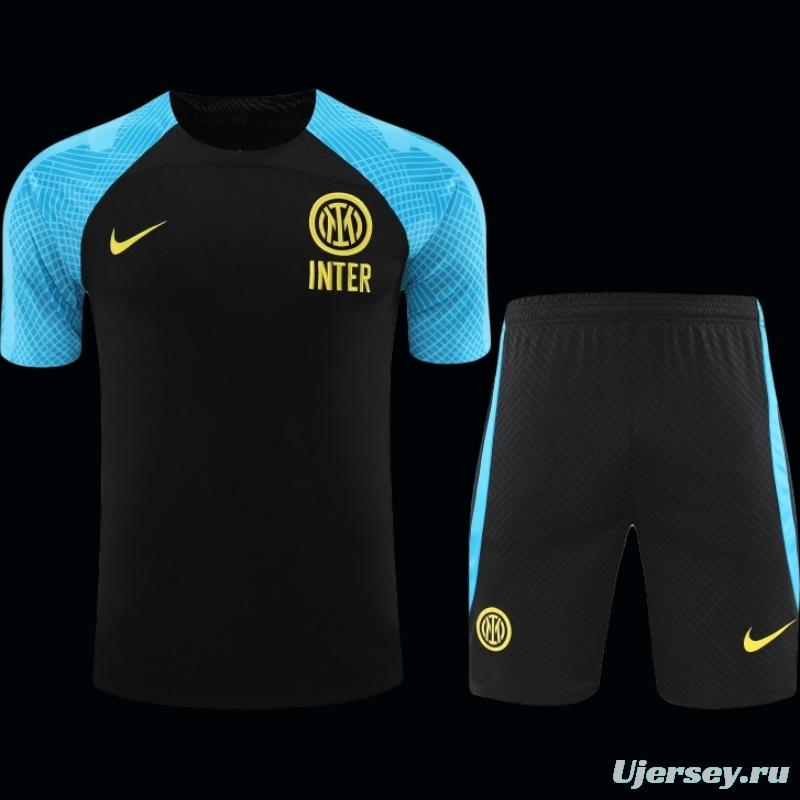 23-24 Inter Milan Black/Blue Short Sleeve+Shorts