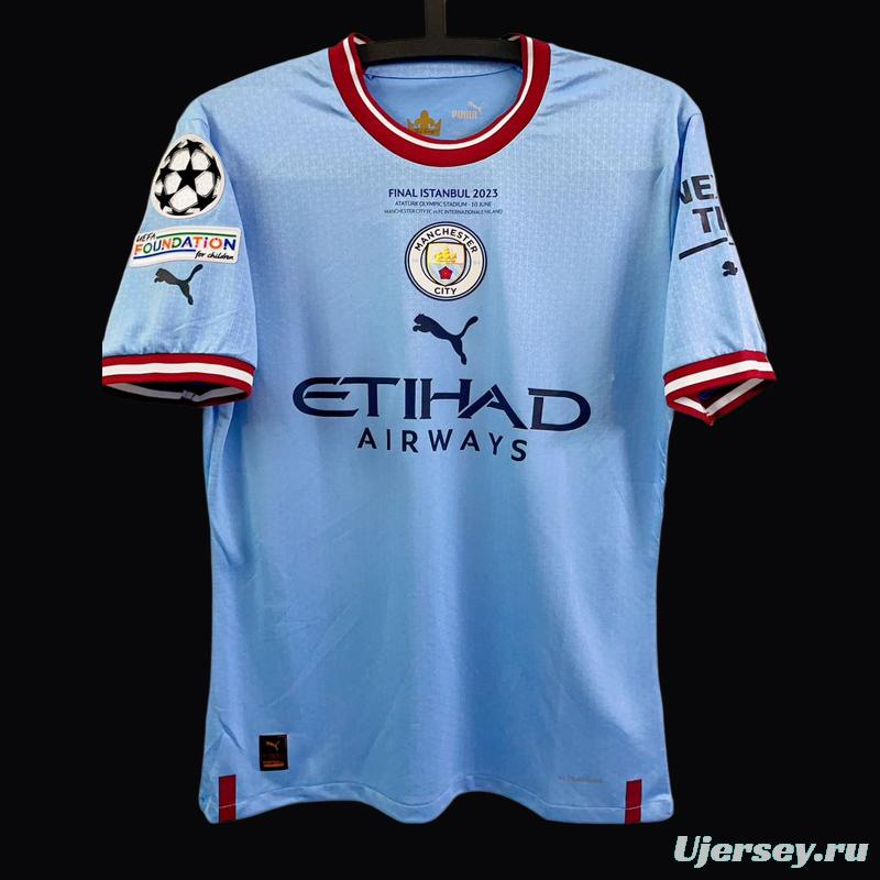 22/23 Manchester City Home Haaland Chamipion Final Jersey