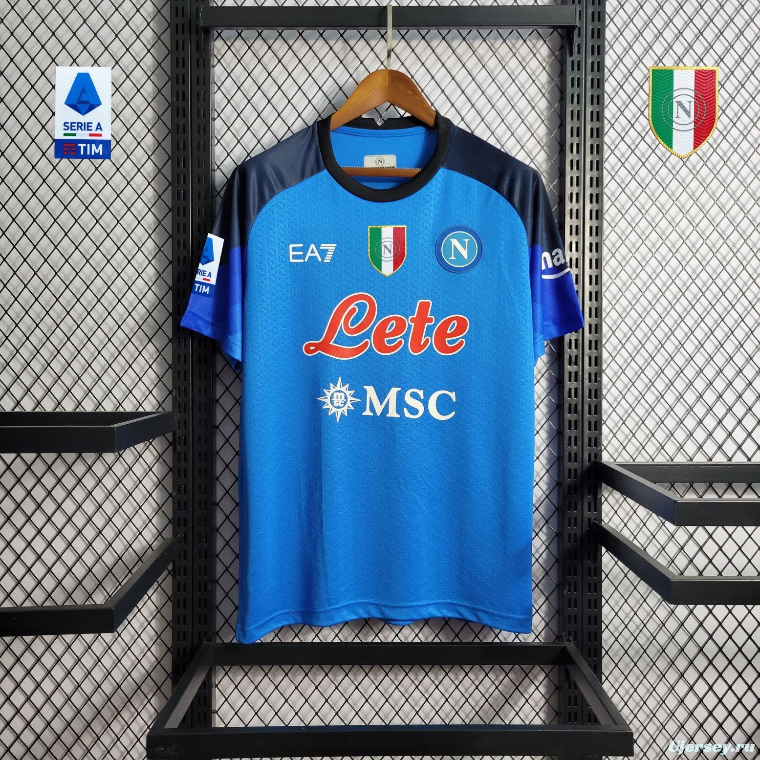 22/23 SSC Napoli Home Jersey With Scudetto Full Patch